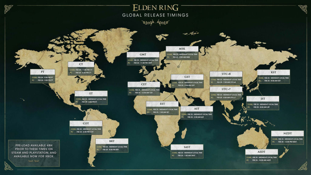 Check out the Elden Ring's time zone for your region: