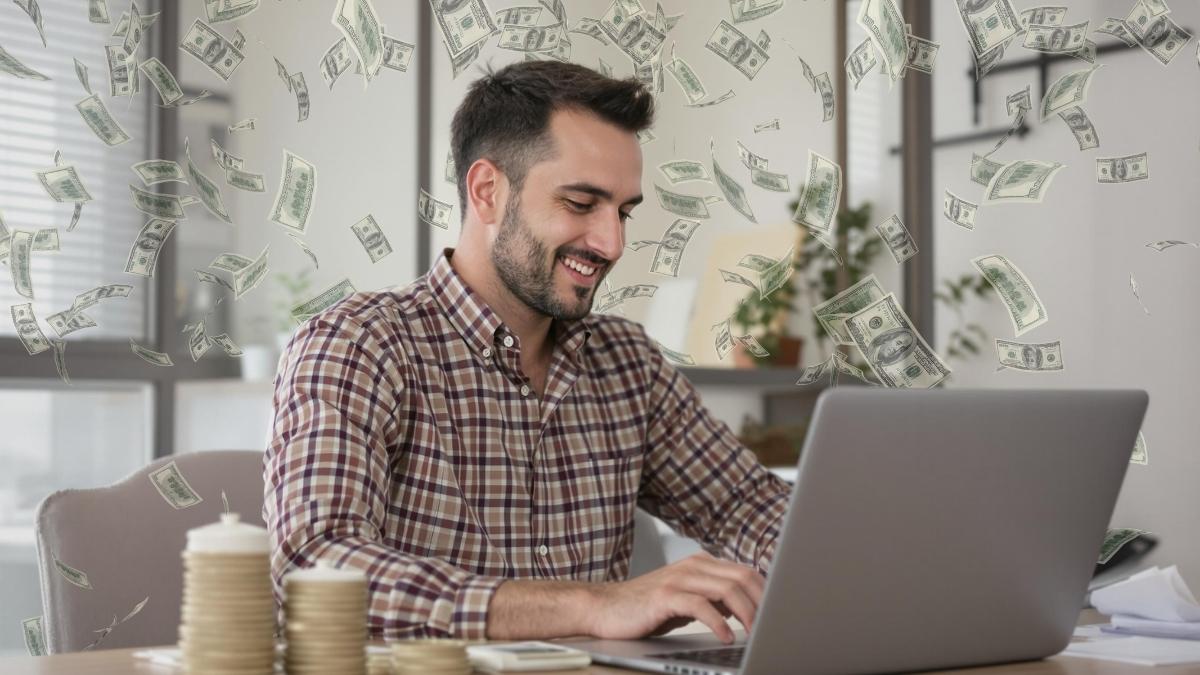 Man working on laptop