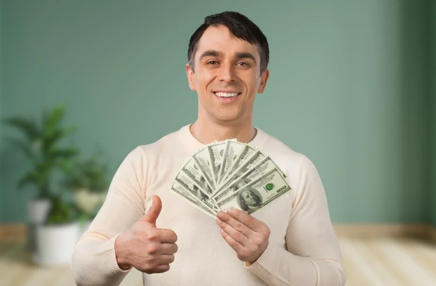 smiley man and money