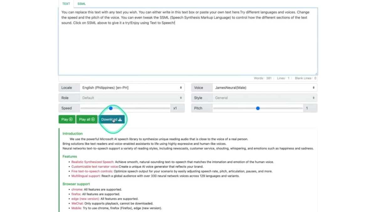 Text-to-Speech Generator