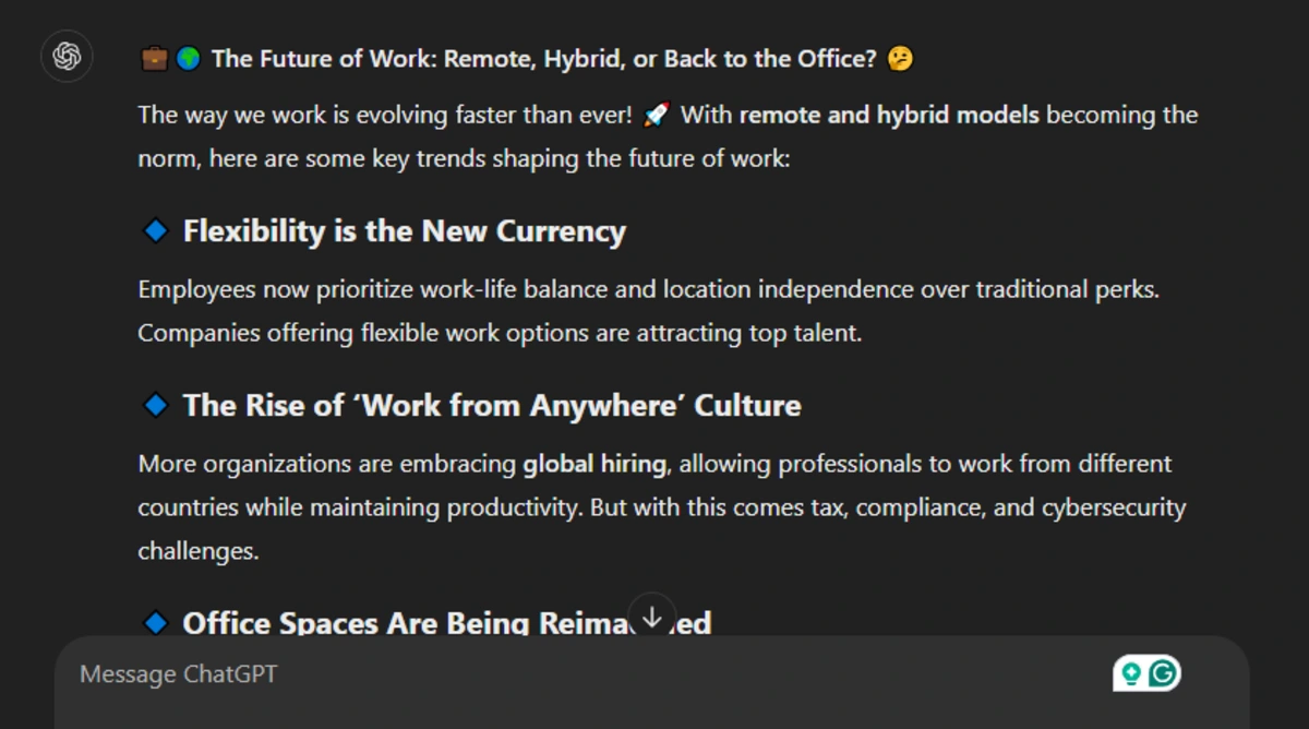 LinkedIn Post: The Future of Remote Work—What’s Next? ChatGPT