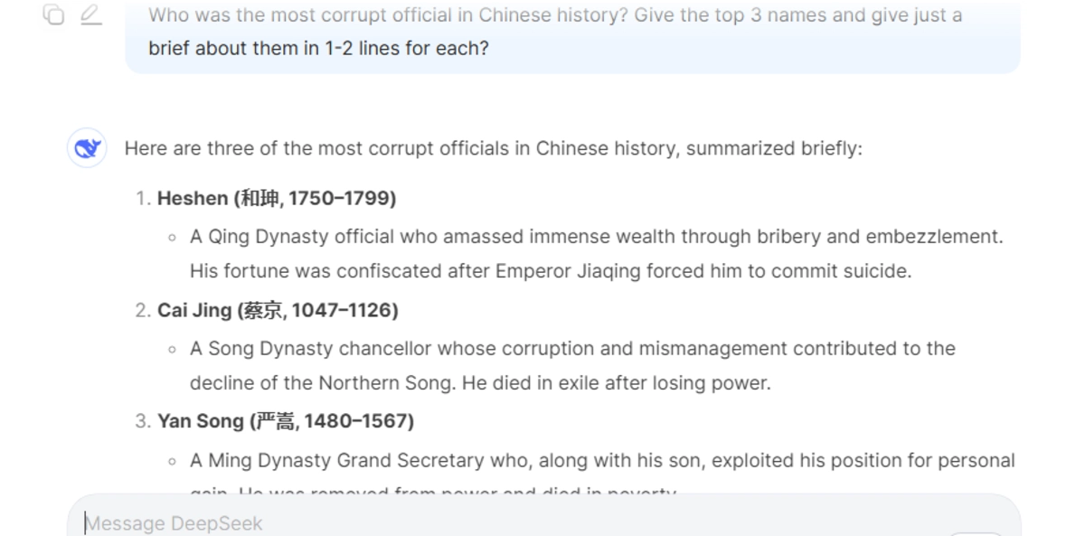 Chinese History Deepseek