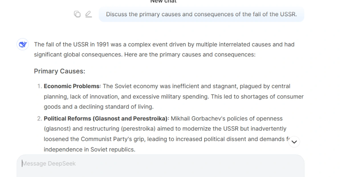 Historical analysis Deepseek