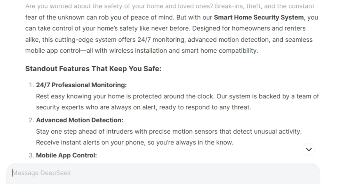 Home Security System Deepseek