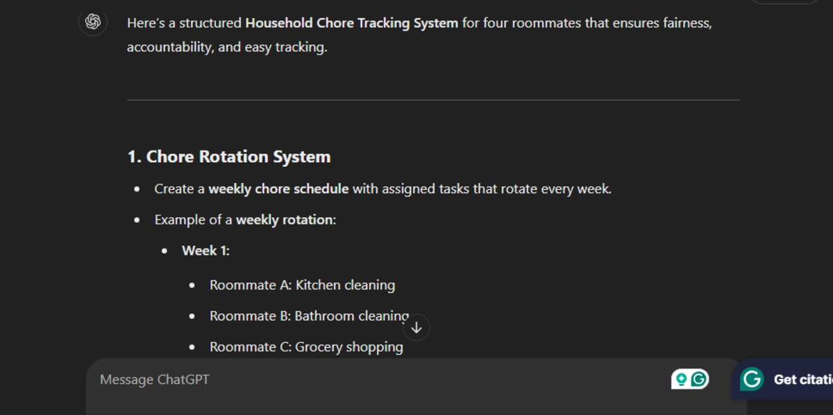 Household Chores ChatGPT