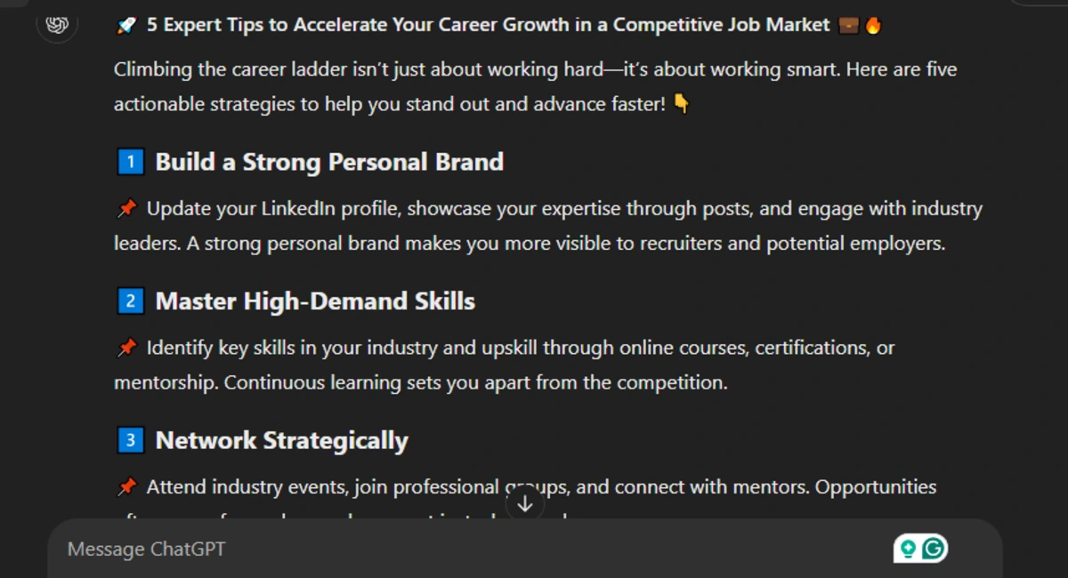 LinkedIn Post: 5 Expert Tips for Accelerating Career Growth ChatGPT