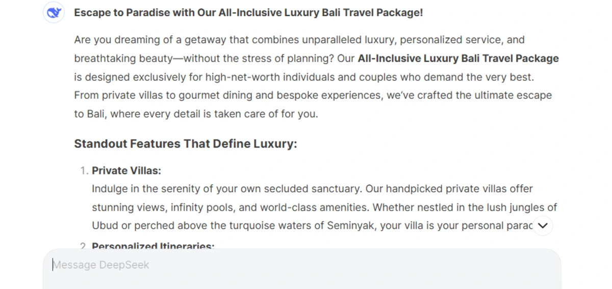 Luxury Travel Package Deepseek
