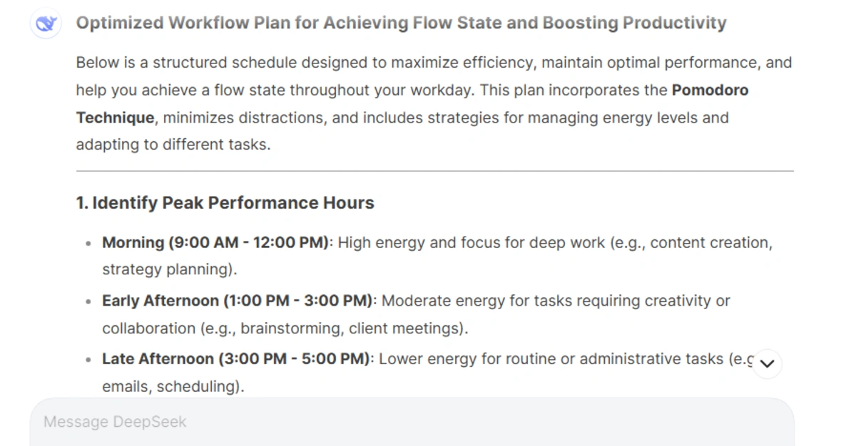 Optimize Flow State for Productivity Deepseek