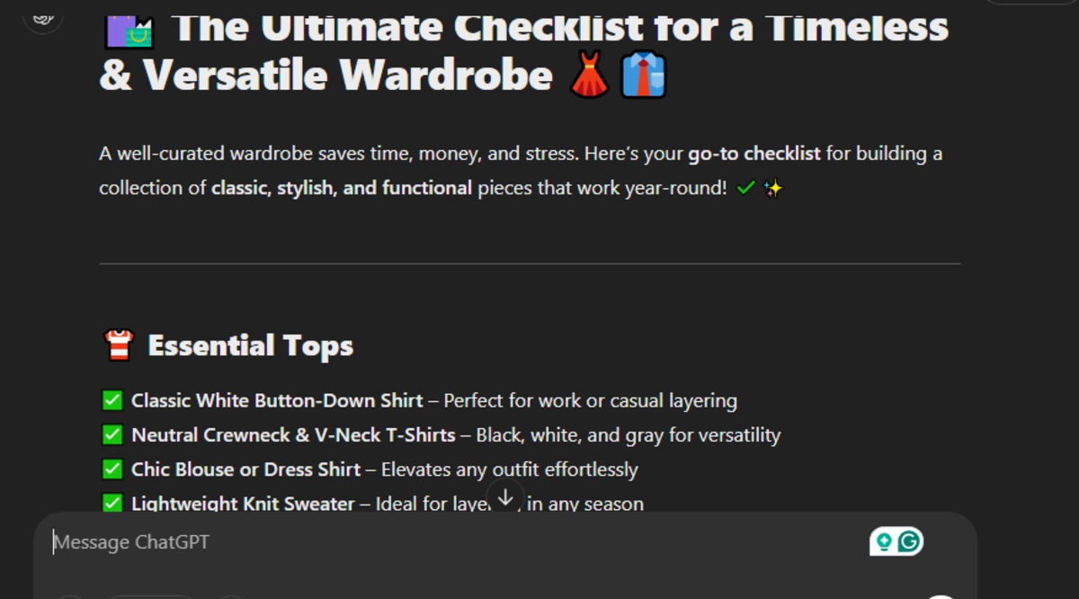 Pinterest Post: Ultimate Fashion Wardrobe Checklist ChatGPT