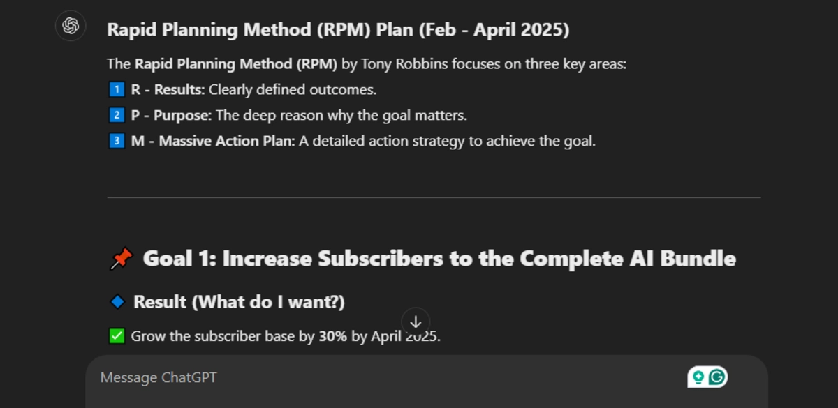 Plan with Rapid Planning Method (RPM) ChatGPT