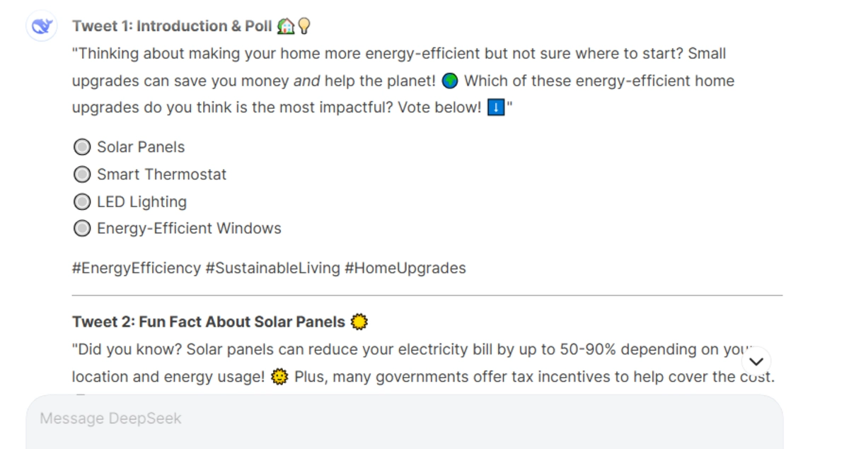 Poll on Energy-Efficient Living for EcoHome Solutions on X Deepseek