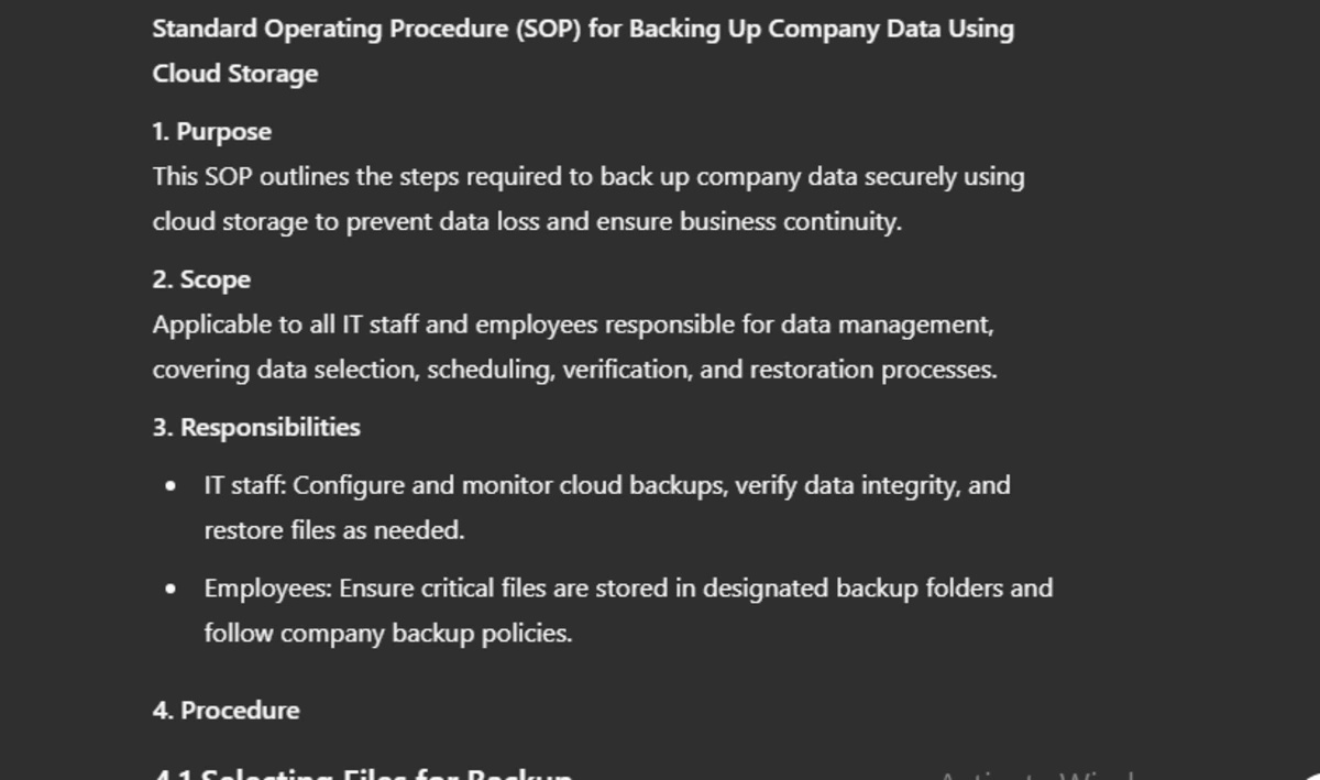 Standard Operating Procedure (SOP) for Data Backup ChatGPT