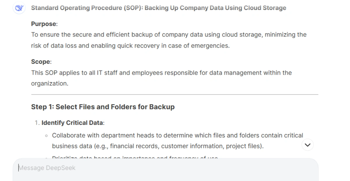 Standard Operating Procedure (SOP) for Data Backup Deepseek