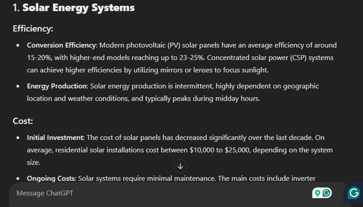 Technical Report on Renewable Energy Systems ChatGPT