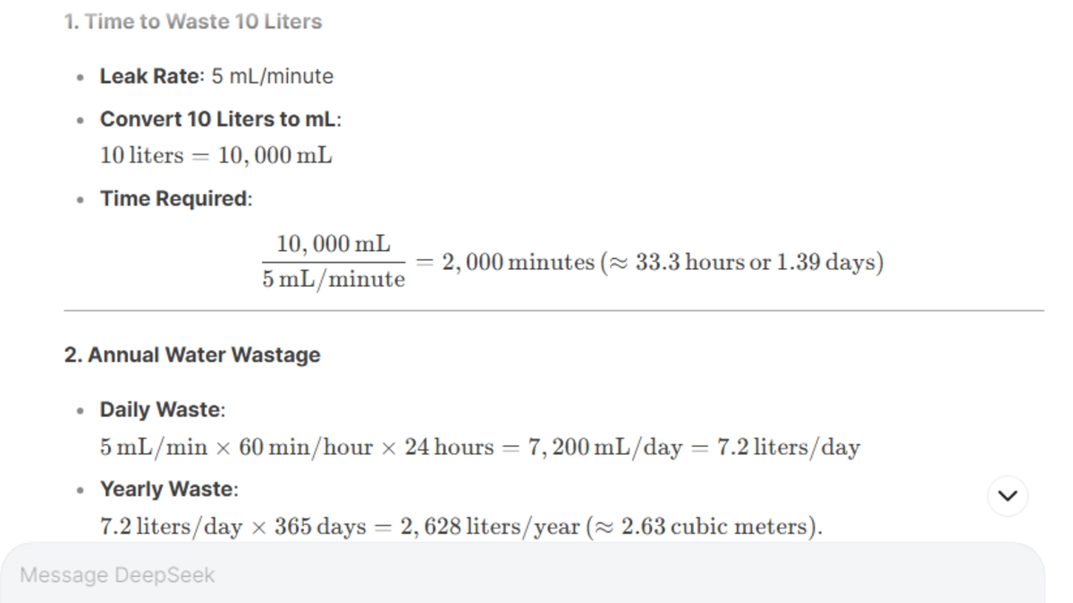 The Leaky Faucet Problem Deepseek