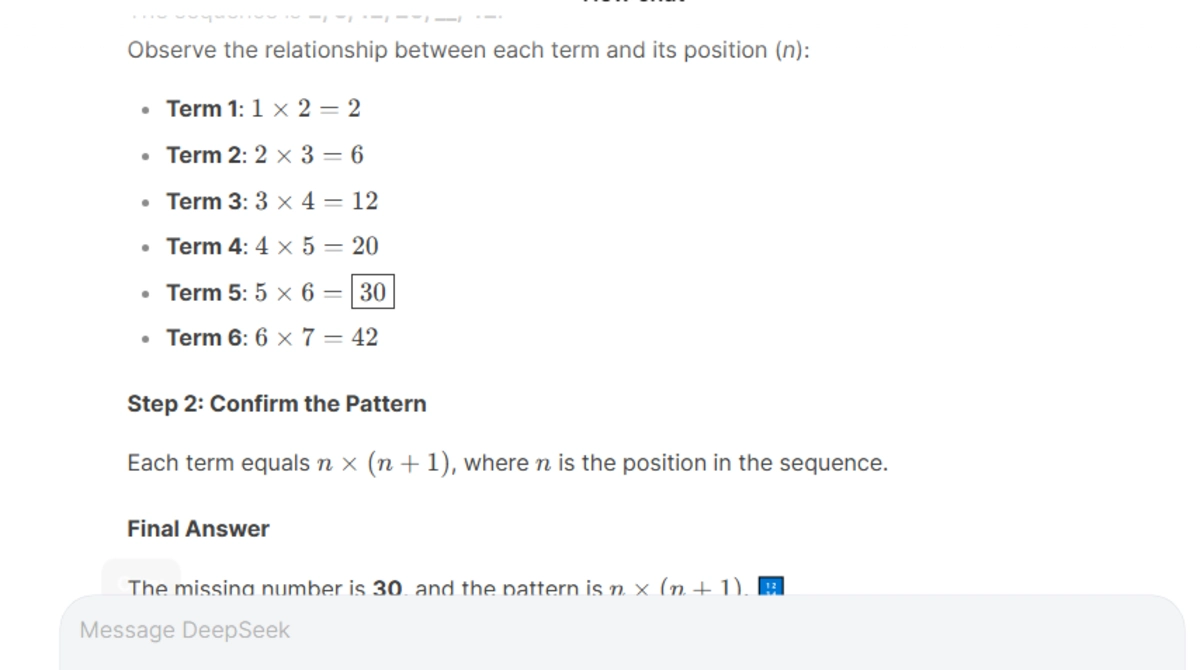 The Missing Number Puzzle Deepseek