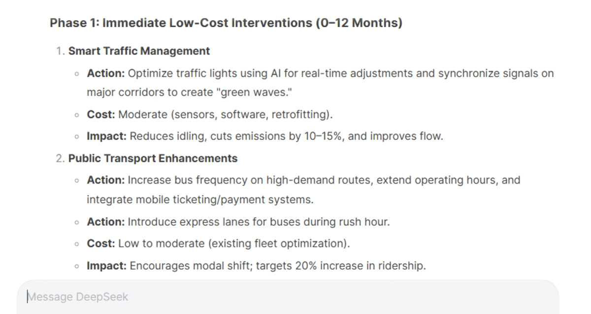 Traffic Congestion Solution Deepseek