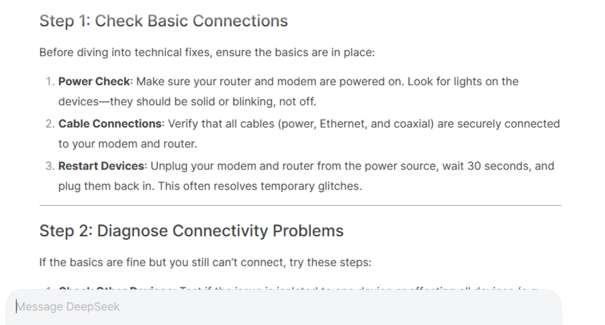 Troubleshooting Guide for Network Issues Deepseek