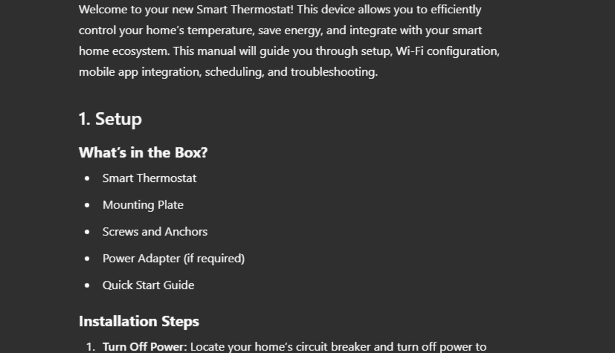 User Manual for a Smart Home Device ChatGPT