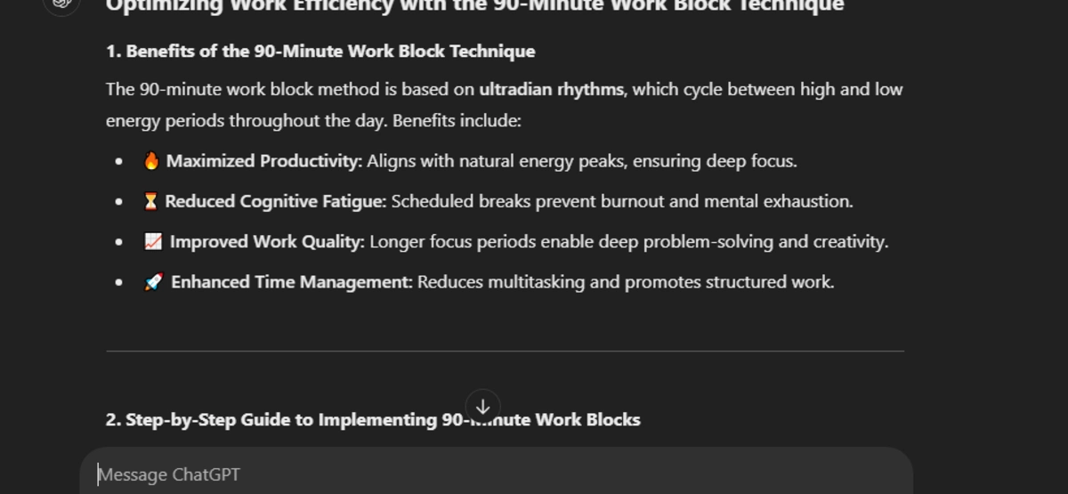 3. Work in 90-Minute Work Blocks ChatGPT