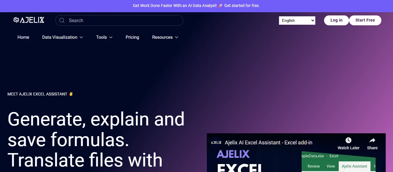 Ajelix Excel Add-in — Formulas, VBA, Translations