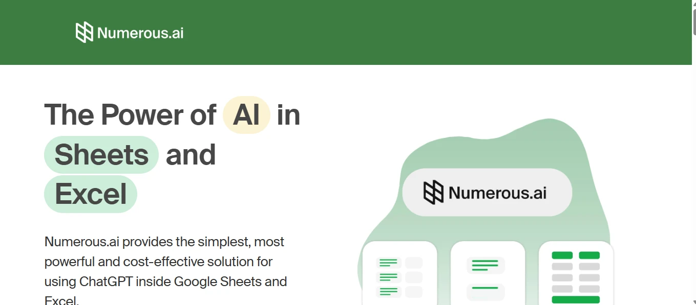 Numerous.ai (=NUM.AI) — ChatGPT In a Cell